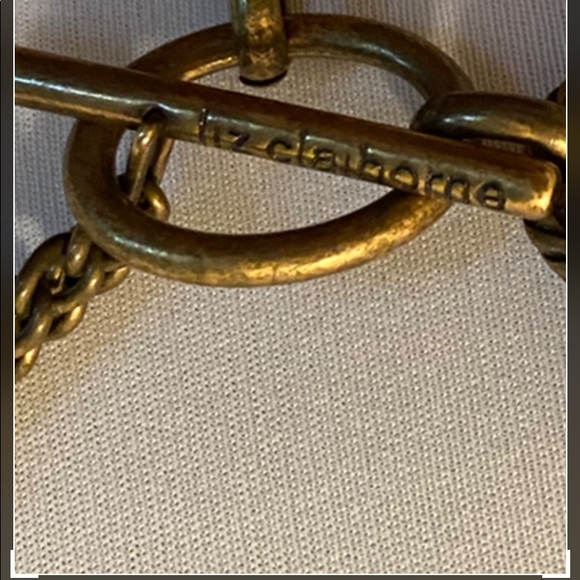 Liz Claiborne metal chain toggle belt plait knot - Picture 7 of 14